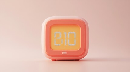 Aufkleber - A pastel-colored digital alarm clock displaying the time 210 on a soft background.