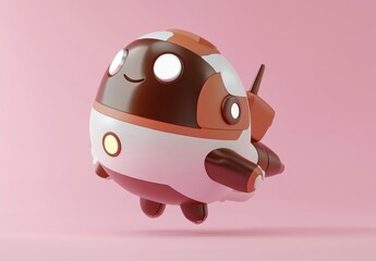Aufkleber - A cute, cartoonish robot character floating against a pink background.