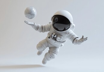 Poster - A 3D-rendered astronaut floating in space, interacting with a marble-like sphere.