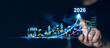 © Miha Creative - Development to success and motivation in 2026.Growth and development chart of company in new year 2026. Planning,opportunity, challenge and business strategy in new year 2026.
