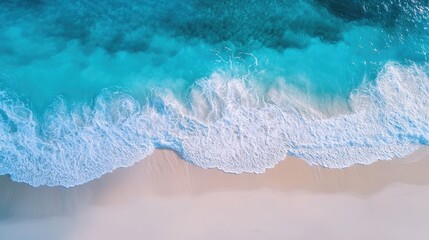 Canvas Print - Aerial view of smooth beach sand with intricate lines and waves formed by tidal movements