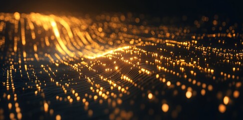 Wall Mural - a digital landscape of glowing particles resembling data streams.