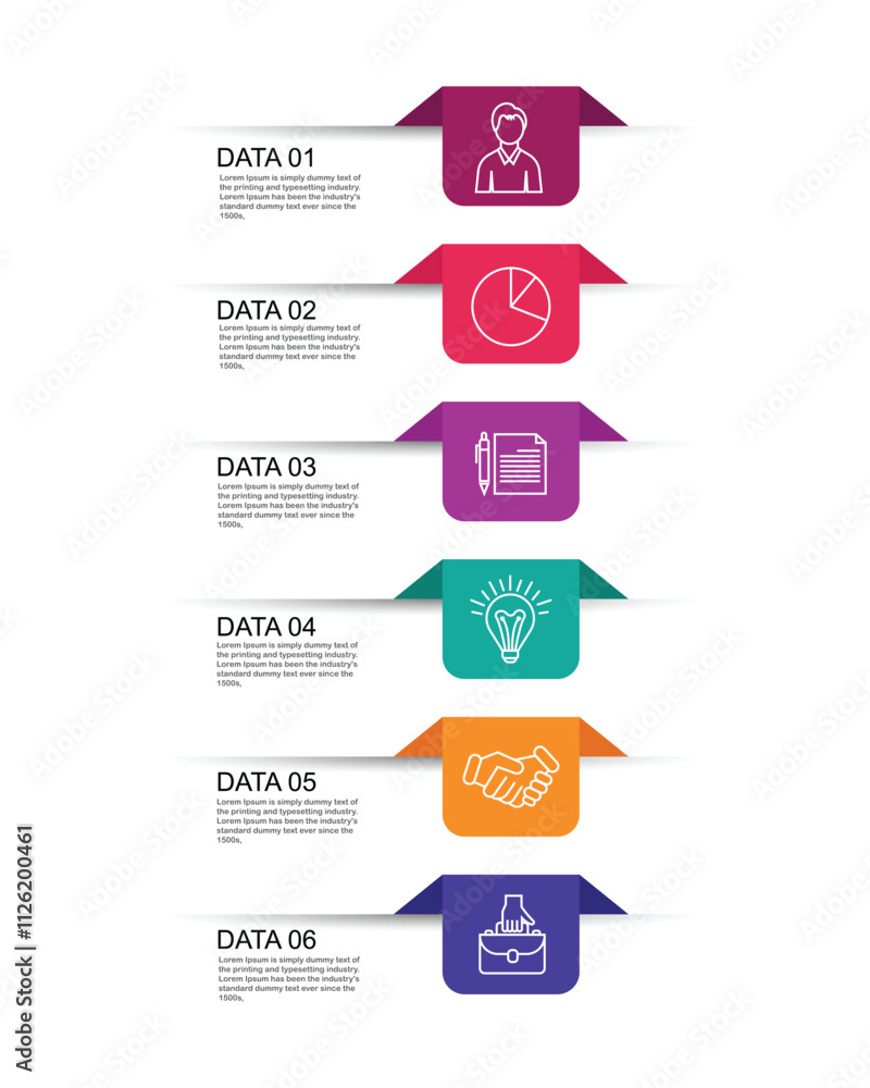 6 data step infographics timeline tab paper index template Stock Vector ...