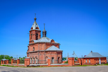 Church of the Holy Cross in Dunilovo village on a summer day