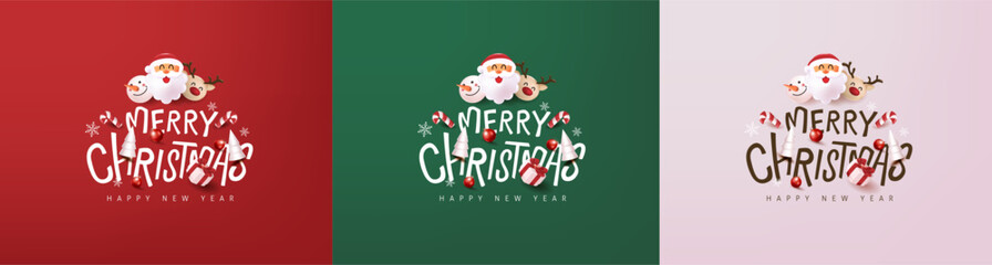 Wall Mural - merry christmas header text banner with festive decoration