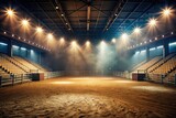 Vintage Rodeo Arena: Desolate Night, Bright Lights, Smoke - AI Generated Photo