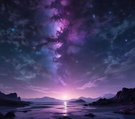 Wall Mural - a stunning view of the star-filled night sky with vibrant colors and twinkling lights, set against a