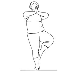 Wall Mural - One continuous single drawing line art flat doodle yoga, lifestyle, healthy, woman, female, body positive. Isolated image hand draw contour on a white background
