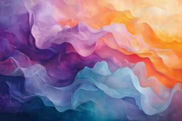Wall Mural - vibrant pastel waves dance across the canvas, creating a dynamic abstract scene of flowing energy