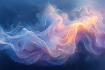 Wall Mural - ethereal abstract waves in pastel hues of blue and pink evoke a sense of flowing tranquility