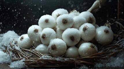 Poster - Snow Covered Onions In A Winter Nest