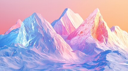 Canvas Print - Pastel-colored mountain range at sunset.