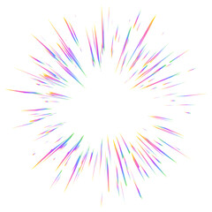 Wall Mural - light burst with rainbow prism effect. halo flare sparkles of crystal on white background. vector ra