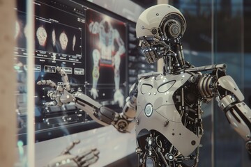 Leinwandbilder - Advanced robotics showcase intricate mechanical hand design in a futuristic setting highlighting technology integration
