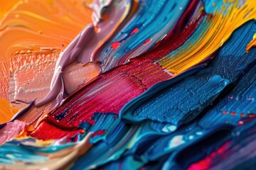 Poster - Vibrant abstract artwork featuring swirling colors in blue, red, and yellow tones in a captivating display of creativity and emotion
