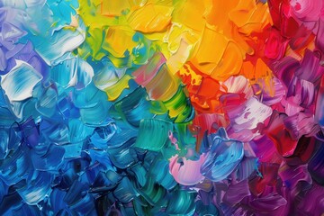 Leinwandbilder - Vibrant abstract artwork featuring swirling colors in blue, red, and yellow tones in a captivating display of creativity and emotion