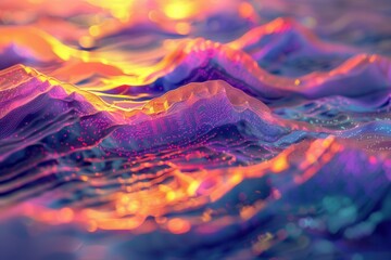 Poster - Abstract representation of flowing digital waves with luminous particles in a dark background