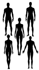 Wall Mural - png silhouette human full body set, transparent background
