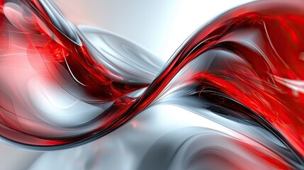 Wall Mural - abstract design featuring flowing red and silver forms intertwined in a dynamic composition