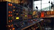 © jambulart - Vintage electronic music equipment, illuminated controls.