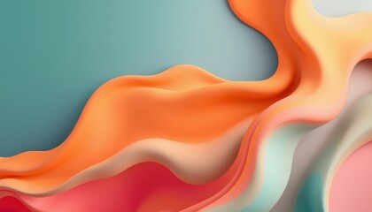 Wall Mural - abstract orange and teal fluid wave design