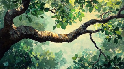 Green leaves, big tree. Generative AI