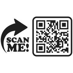 Scan qr code icon. QR code. Template scan me Qr code for smartphone isolated on transparent background