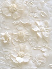 Wall Mural - White lace fabric with flowers