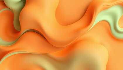 Wall Mural - abstract orange and green fluid wave design