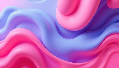 Wall Mural - abstract pink and blue wavy fluid design