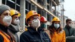 © Pichkan - Diverse Group of People Wearing Protective Masks at Construction Site