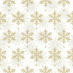 Wall Mural - elegant gold and silver snowflakes seamless pattern, christmas background.