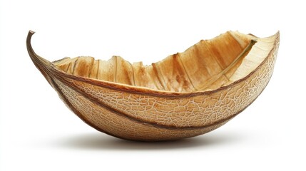 dried torpedo melon shell isolated on white background showcasing unique texture and shape for decor