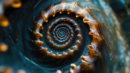 Wall Mural - spiral pattern of a seashell showcasing intricate textures and natural beauty in macro photography