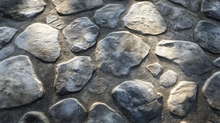 Wall Mural - Stone wall texture close-up for background or flooring design showcasing irregular stones and natural surface details