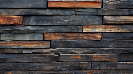 Textured rustic wooden wall with dark tones and varying wood grains creating a vintage aesthetic for background or design purposes.