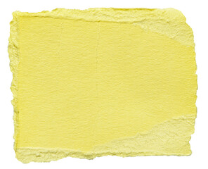 Wall Mural - yellow isolated cut out torn piece of blank paper note cardboard with texture and copy space for tex