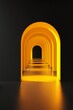 © grey - An arched corridor in yellow, minimalistic, dark background