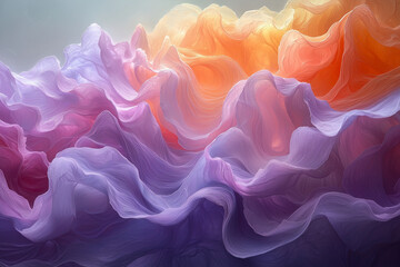 Wall Mural - abstract pastel waves undulate in a soothing rhythm, echoing the vibrant colors of a tranquil sunset