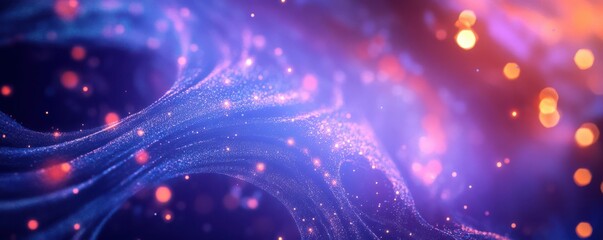 Wall Mural - abstract digital background with glowing lines and dots forming a network, dark blue and purple back
