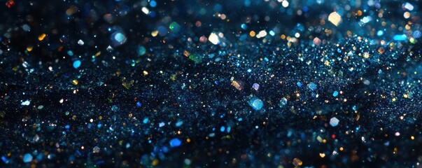 Wall Mural - abstract blurred glitter effects background. dark blue color. christmas background