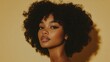 © Павел Озарчук - Beauty portrait of african american girl with clean healthy skin on beige background. Smiling dreamy beautiful black woman.Curly hair in afro style