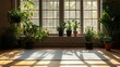 © Chaikit - Mindful meditation moment, athletic wear, soft natural lighting, indoor plants backdrop, exercise mat, window shadows pattern, peaceful expression, minimalist home setting, lifestyle portrait