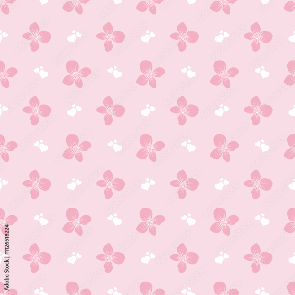 Cute kawaii seamless sweet pink pastel floral pattern background Stock ...
