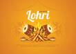 © Foto - Indian Punjabi festival of lohri celebration fire background with decorated drum and bonfire with festival elements. vector illustration design.