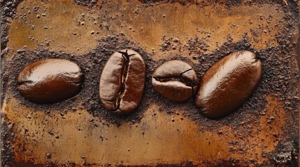 Wall Mural - retro styled coffee macro, deep brown color palette, gourmet bean details, film-inspired photography, artful coffee composition, extreme close-up textures