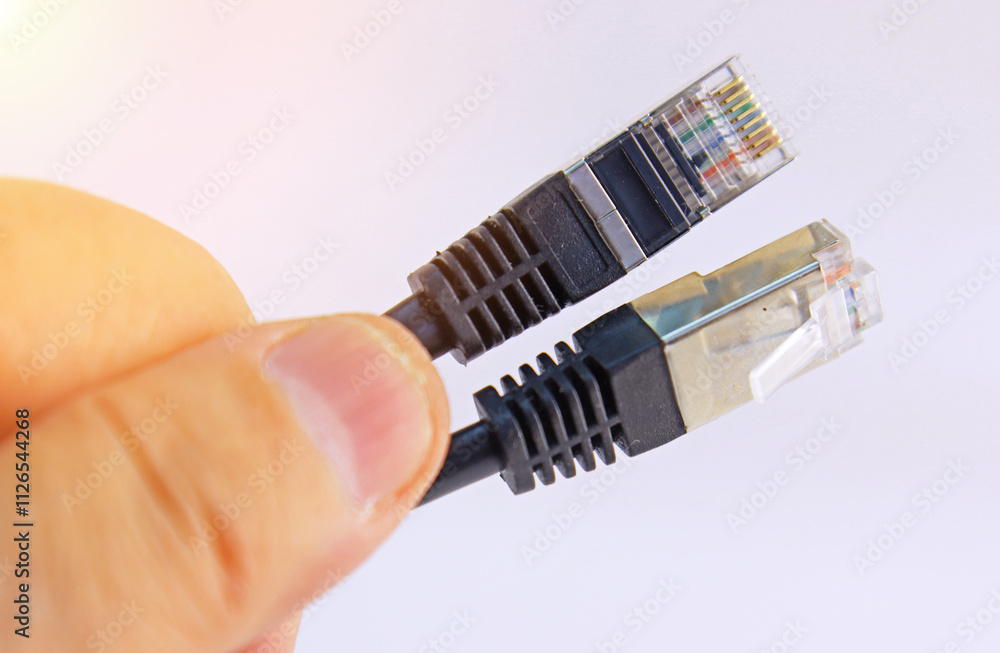 Rj45 connector for connecting a twisted pair cable. Data transmission ...