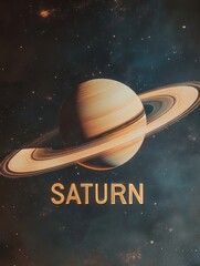 Wall Mural - planet Saturn in the solar system. The inscription 