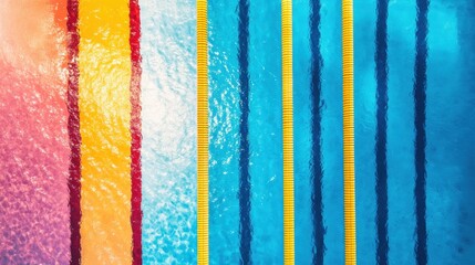 Aufkleber - This vibrant swimming pool showcases colorful lanes and clear water, perfect for aquatic activities and events, with space for additional text. Generative AI