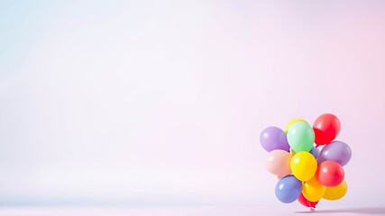 Poster - Pastel Balloons Floating on a Soft Pink Background